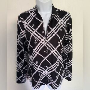 San Soleil UPF 50 Quarter Zip Top- XS black /white , nylon spandex